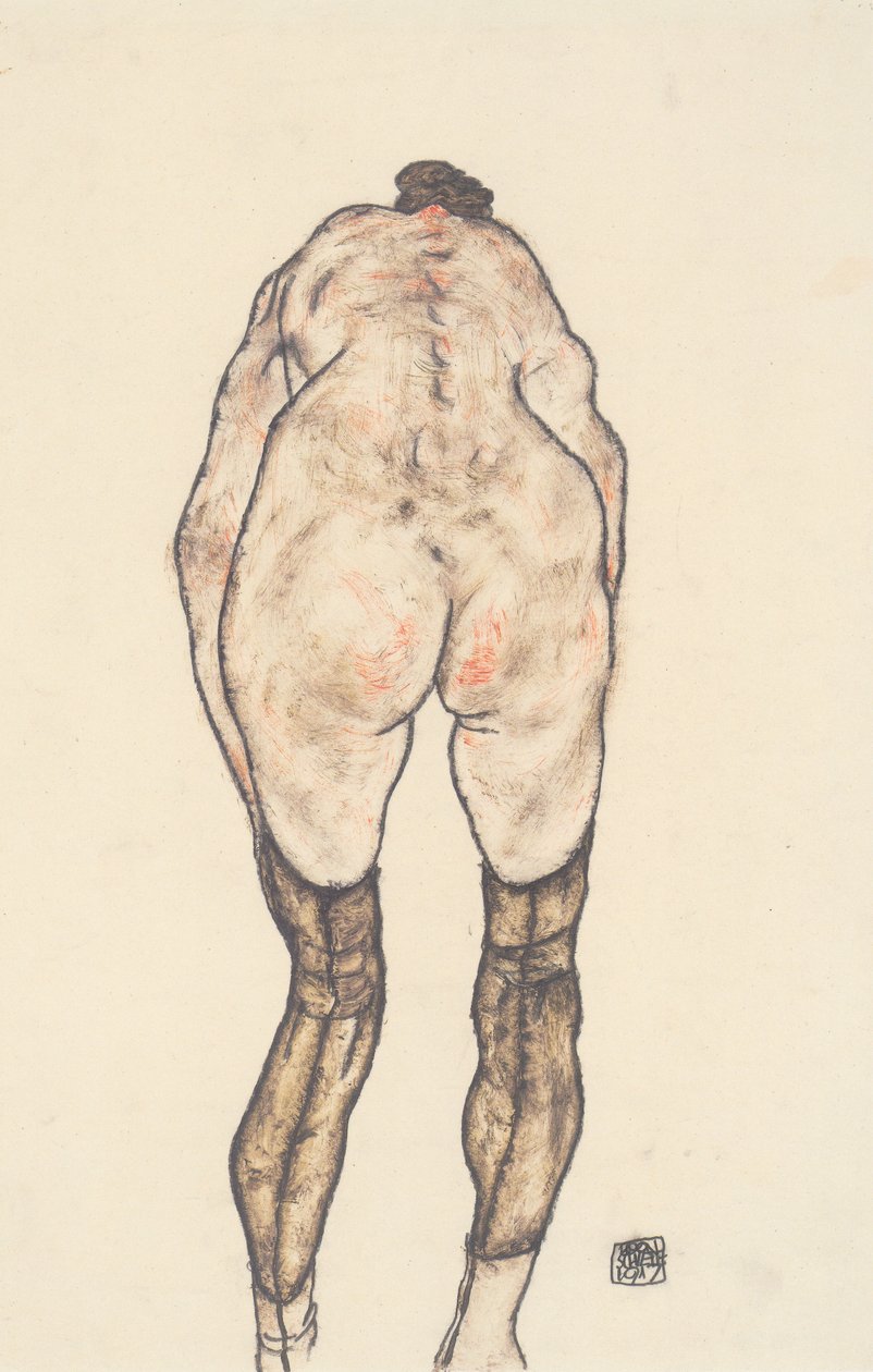 Női hátsó actn alkotó: Egon Schiele