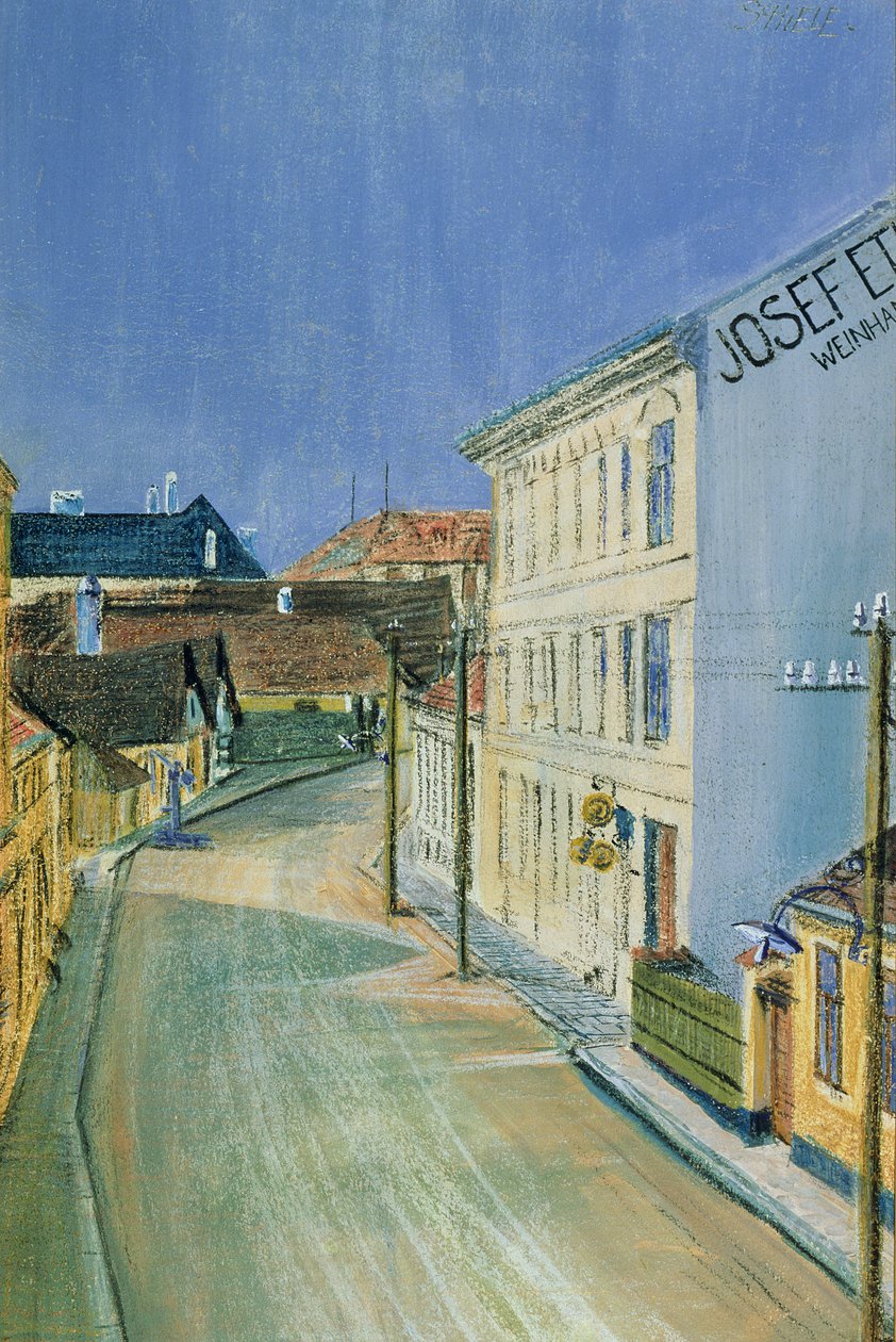 Albrechtstrasse Klosterneuburgban (vegyes média papíron) alkotó: Egon Schiele