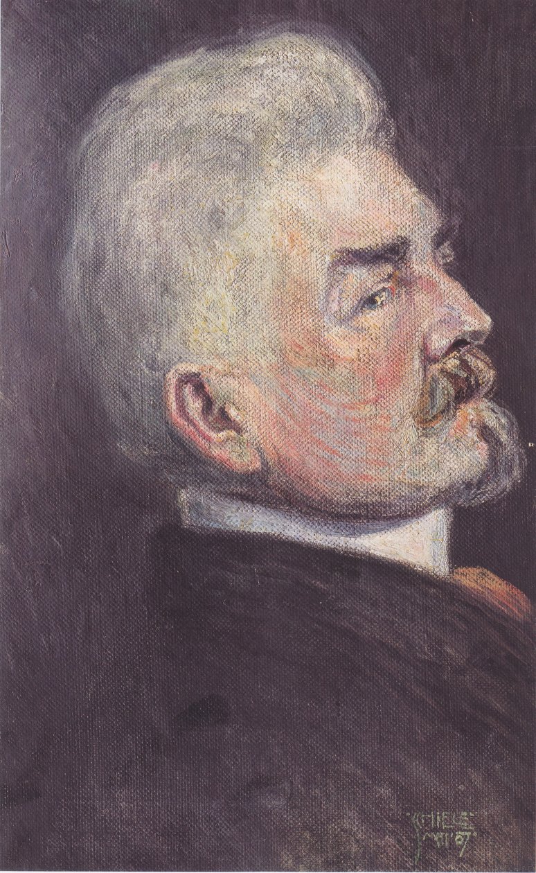 Leopold Czihaczek portréja profilból alkotó: Egon Schiele
