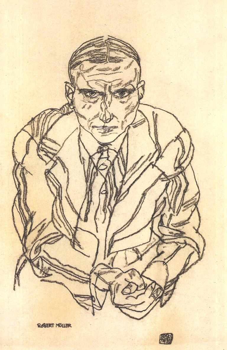 Robert Müller arcképe alkotó: Egon Schiele