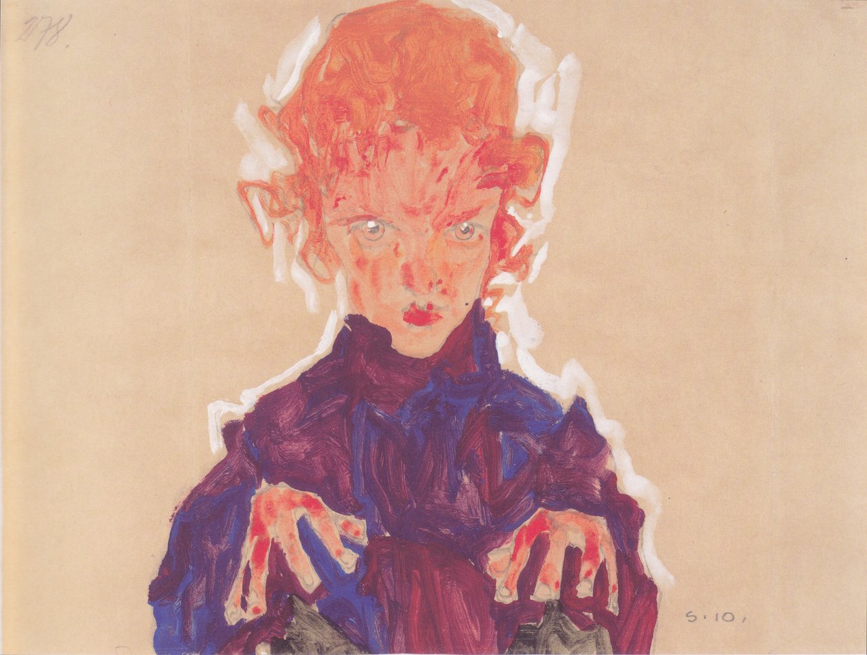 Egy vörös hajú lány mellképének portréja alkotó: Egon Schiele