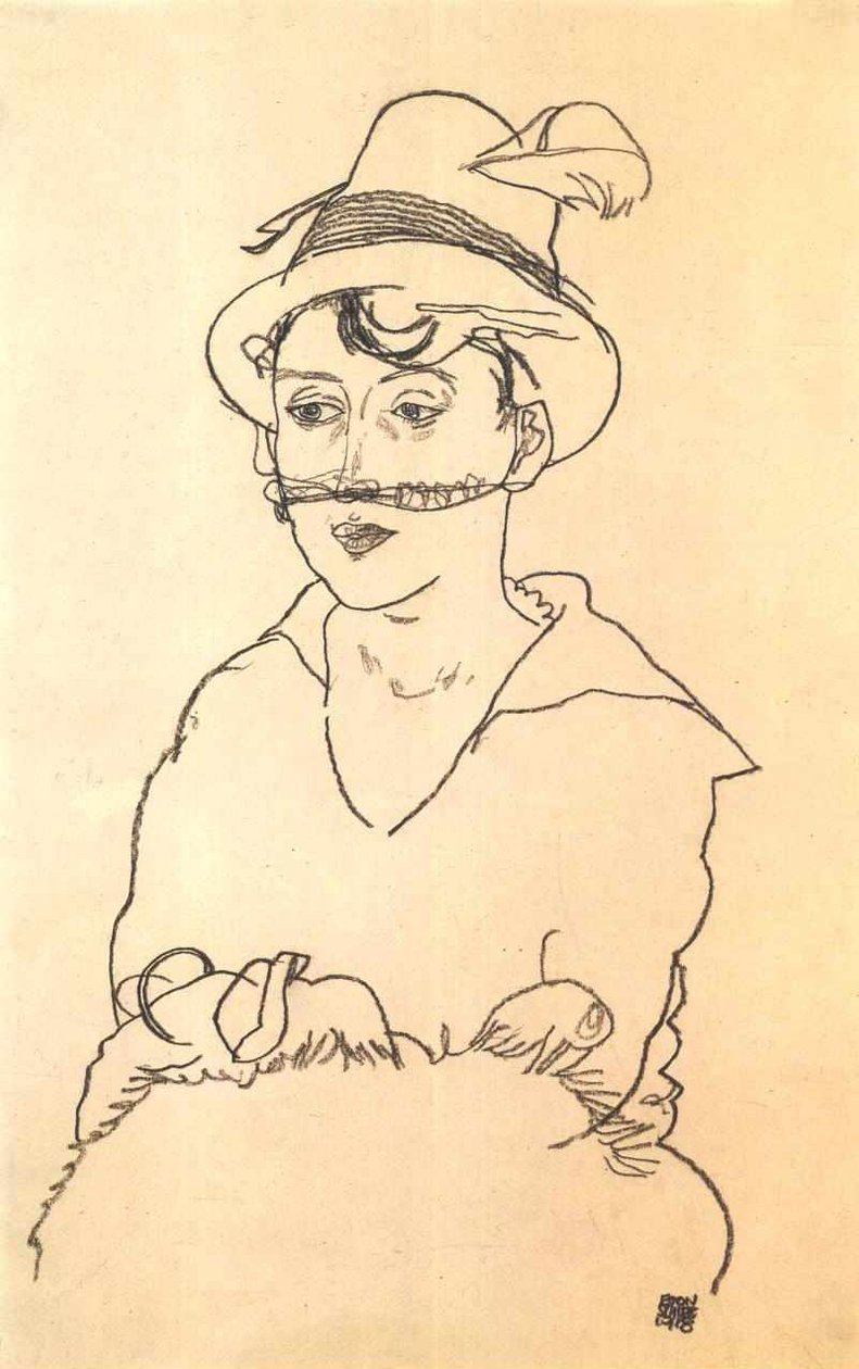 Hölgy kalap és fátyol alkotó: Egon Schiele