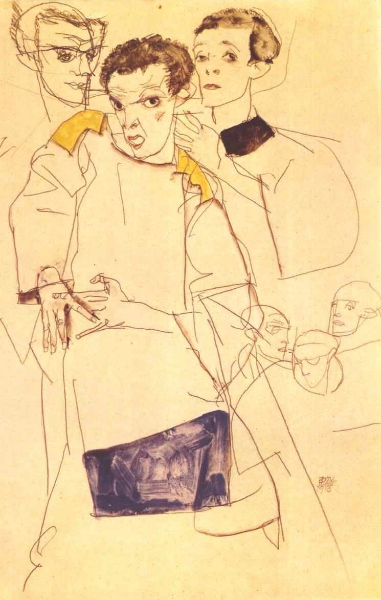 Háromszoros önarckép alkotó: Egon Schiele