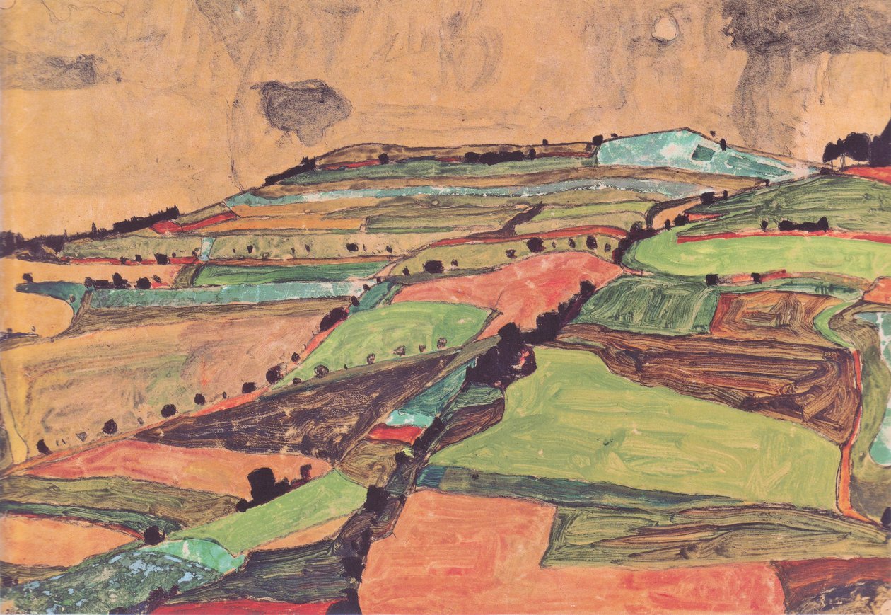 Terepi táj (Kreuzberg Krumau közelében) alkotó: Egon Schiele