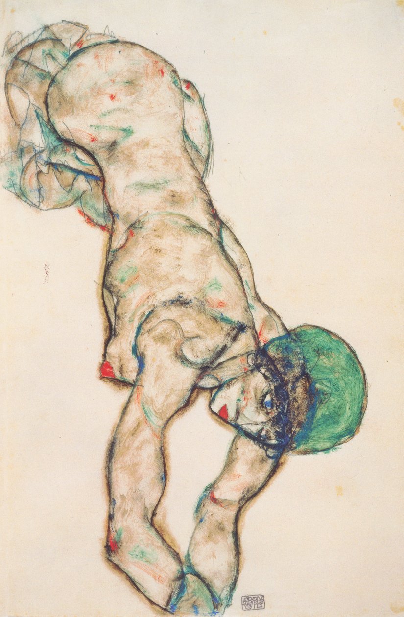 Akt, zöld csuklyával alkotó: Egon Schiele