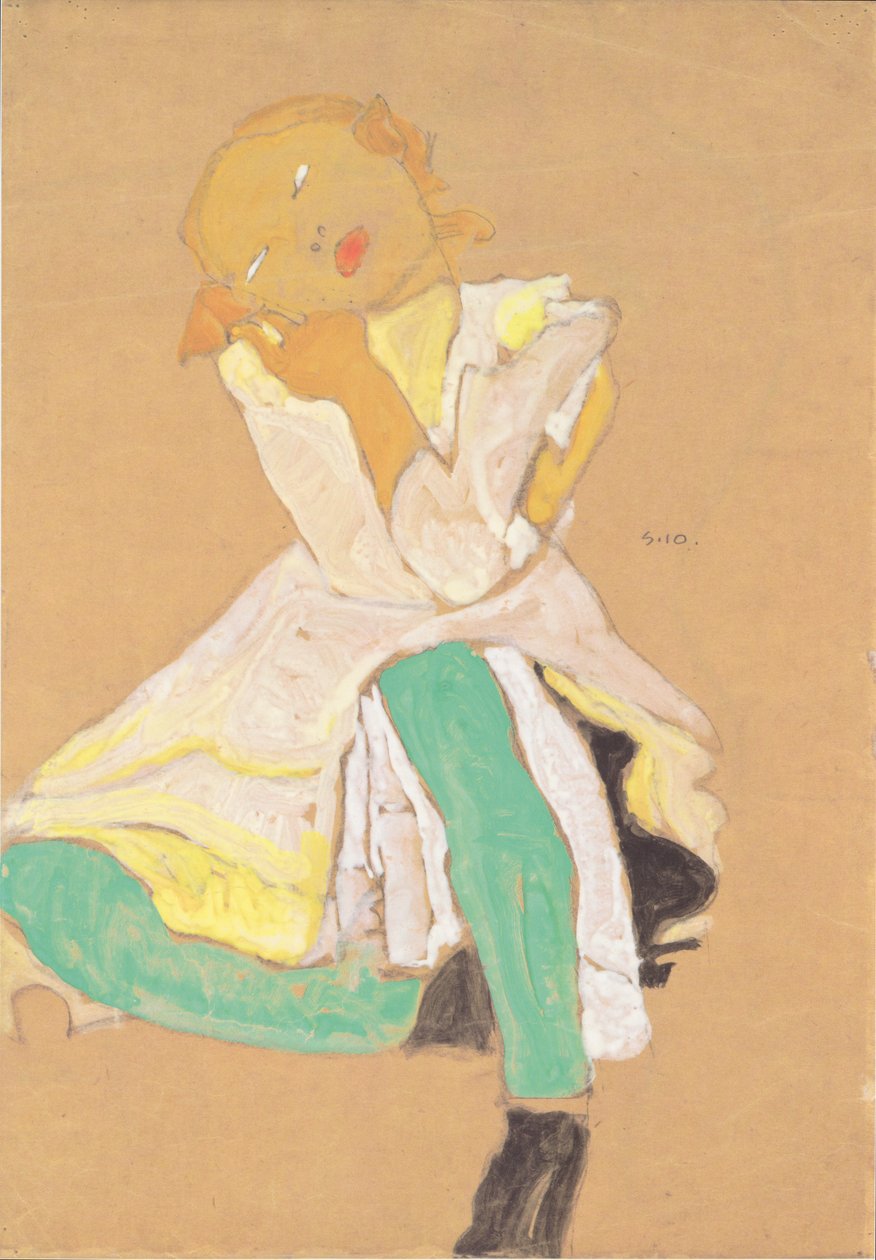 Guggoló lány alkotó: Egon Schiele