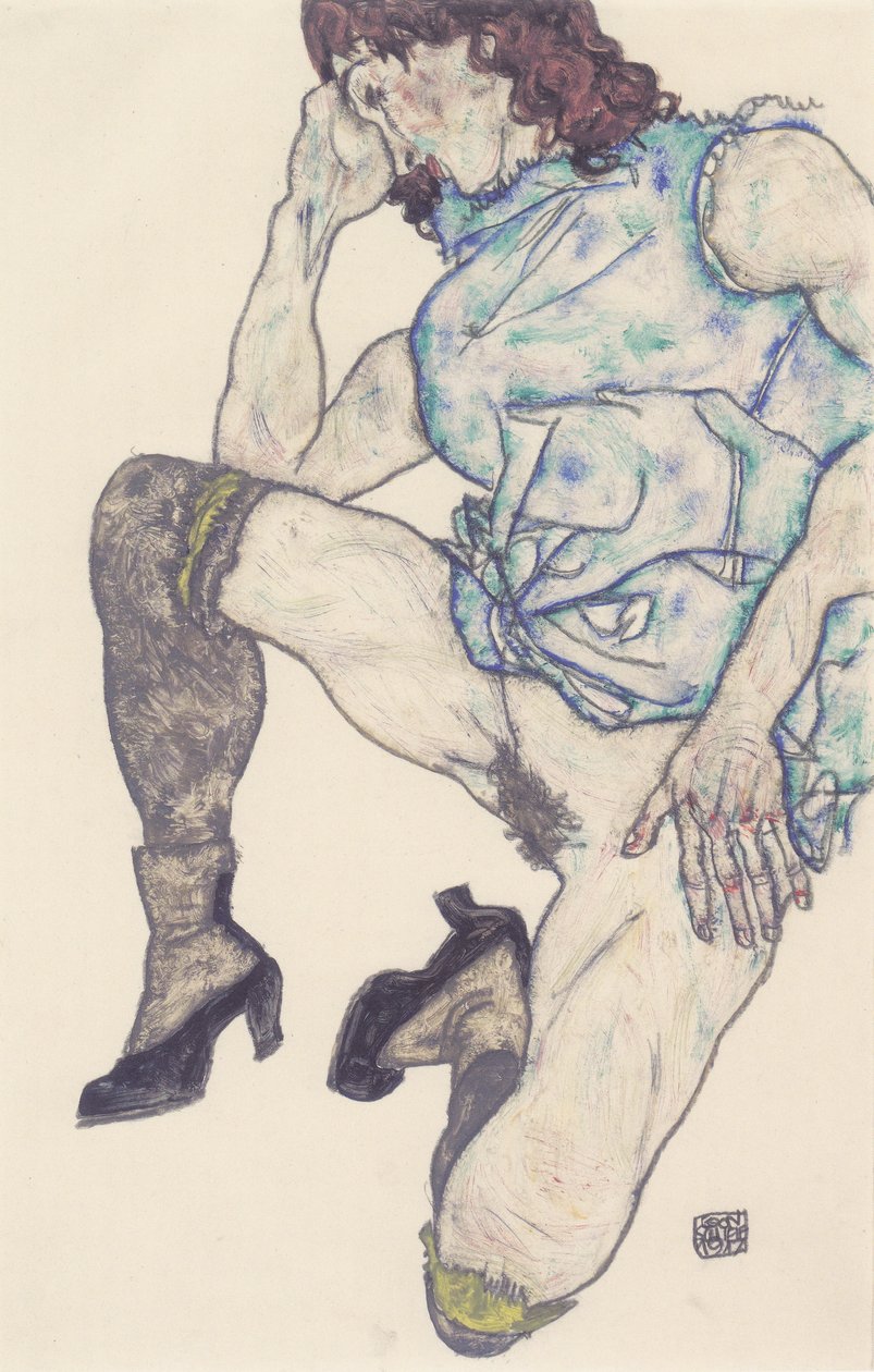 Térdelő lány alkotó: Egon Schiele
