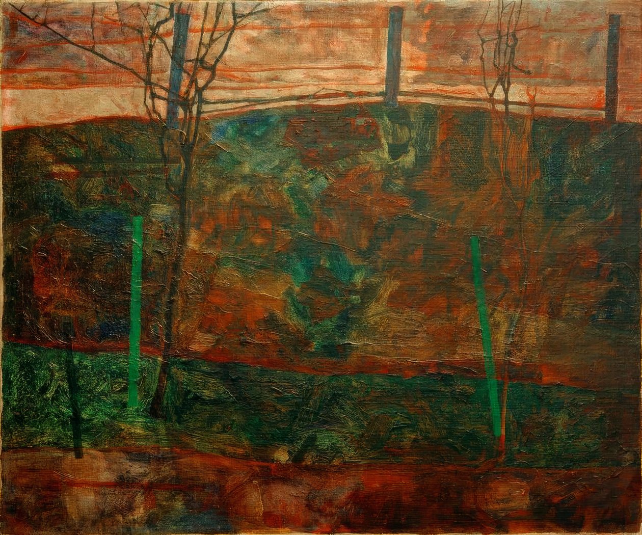 Táj, vörös ég alkotó: Egon Schiele