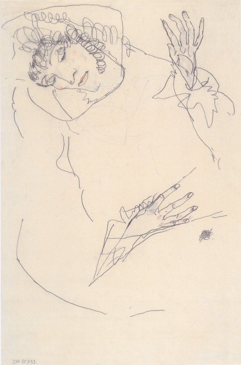Lehajtott fejjel fekvő nő alkotó: Egon Schiele
