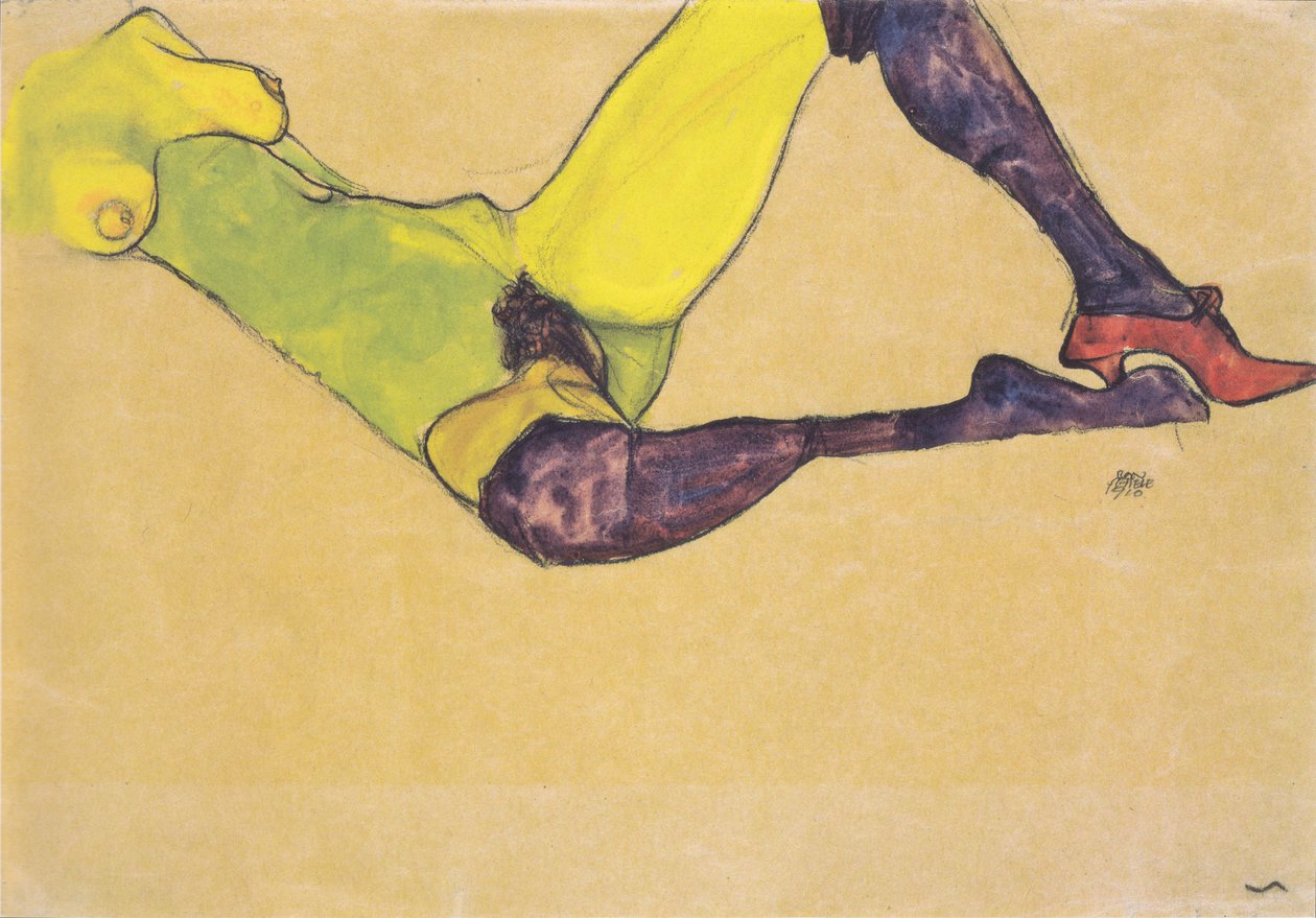 Fekvő női meztelen törzs alkotó: Egon Schiele