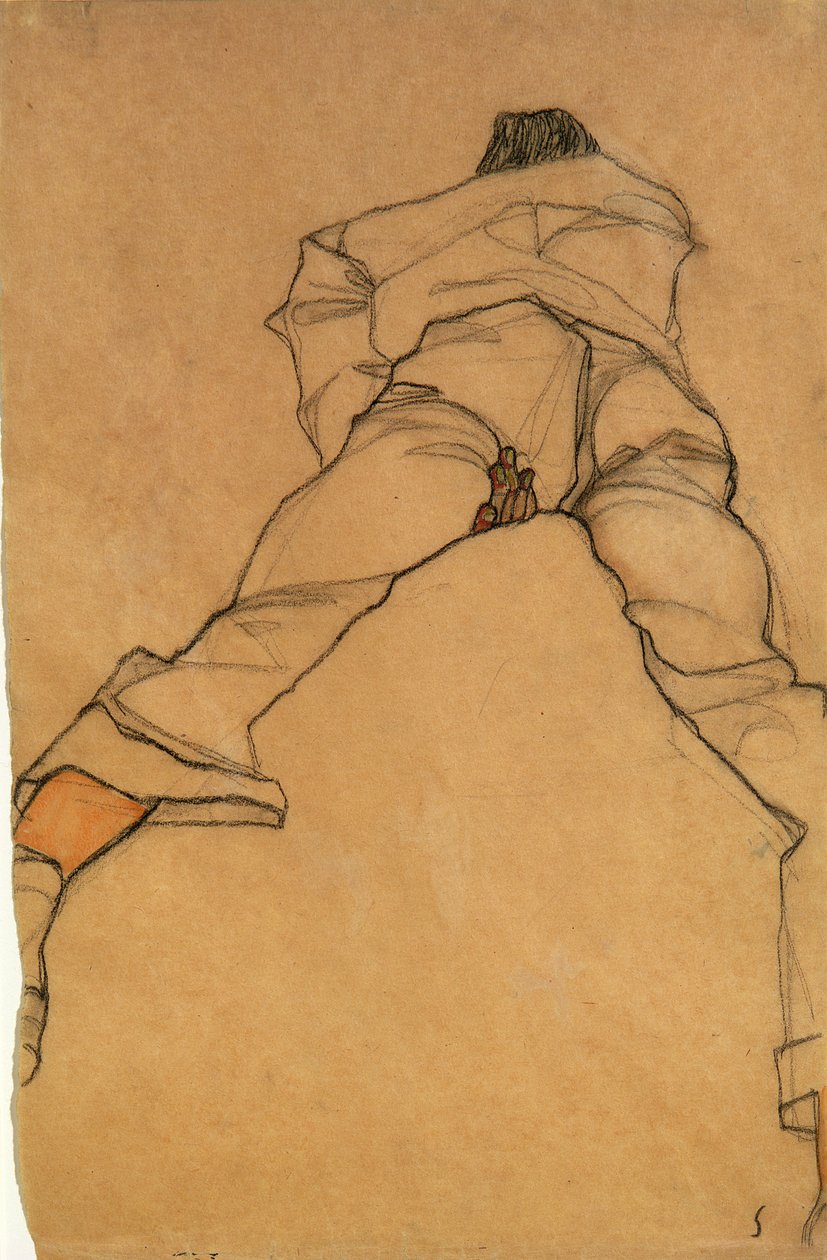 Férfi arccal lefelé, hátulnézet, 1910 (ceruza és WC) alkotó: Egon Schiele