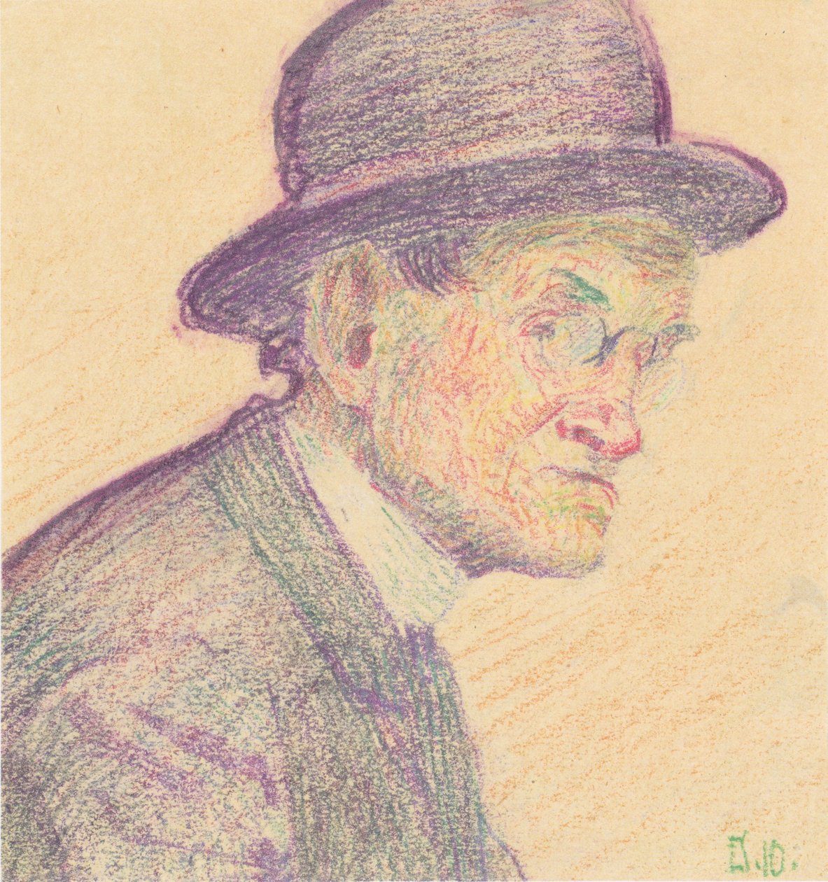 Férfi kalapos kalap és pince-nez alkotó: Egon Schiele