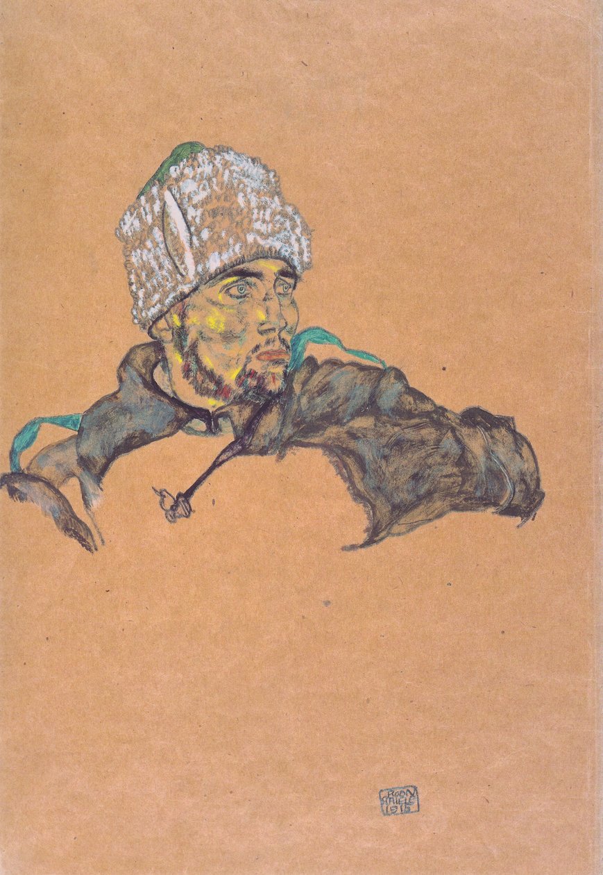 Orosz hadifogoly bundasapkával alkotó: Egon Schiele