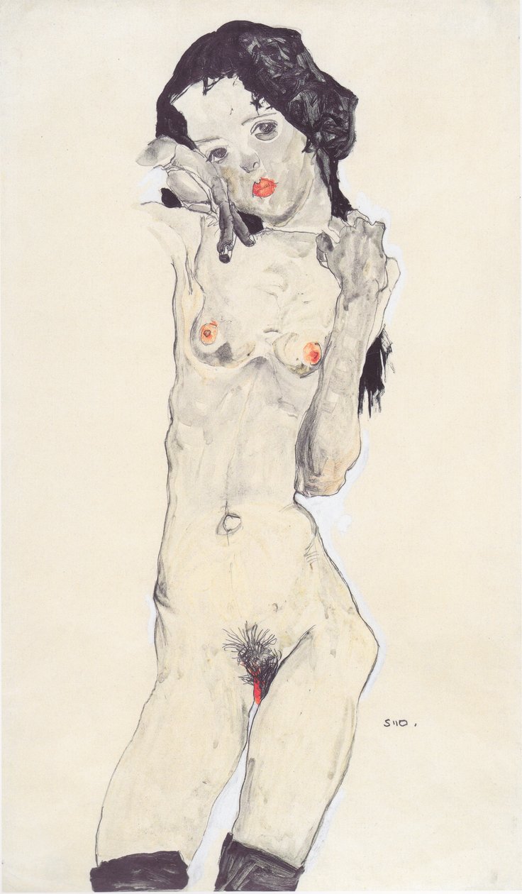 Fekete hajú lány alkotó: Egon Schiele
