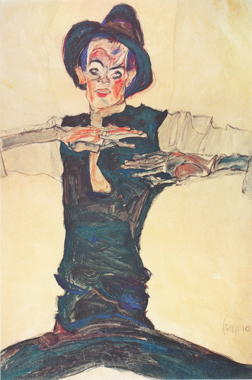 Önarckép, barna kalap alkotó: Egon Schiele