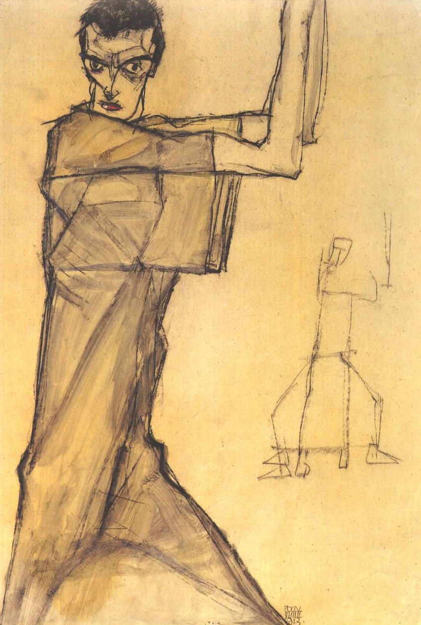 Önarckép felemelt karokkal alkotó: Egon Schiele