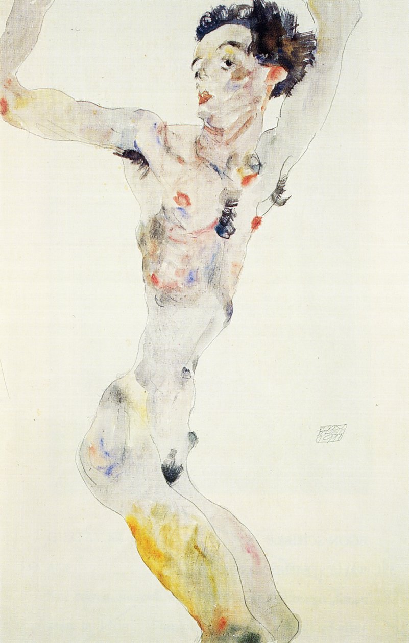 Önarckép, 1911 (ceruza és WC papíron) alkotó: Egon Schiele