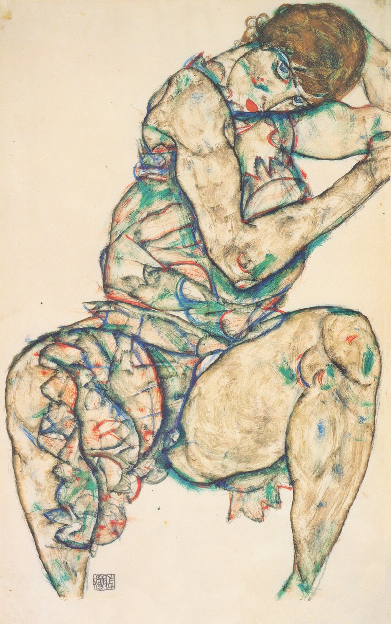 Félidő ülés alkotó: Egon Schiele