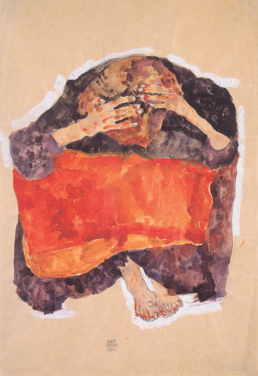 Ülő lány lehajtott fejjel alkotó: Egon Schiele
