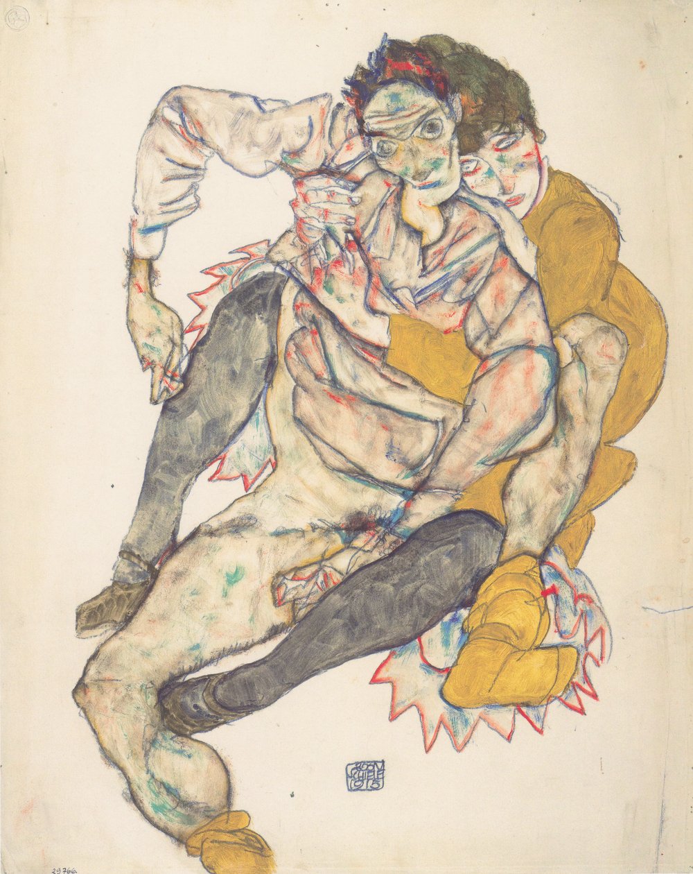 Ülő pár alkotó: Egon Schiele
