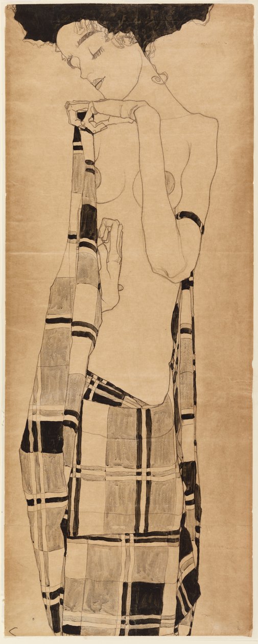 Álló lány, 1908-2009 körül (szén és tempera papíron) alkotó: Egon Schiele