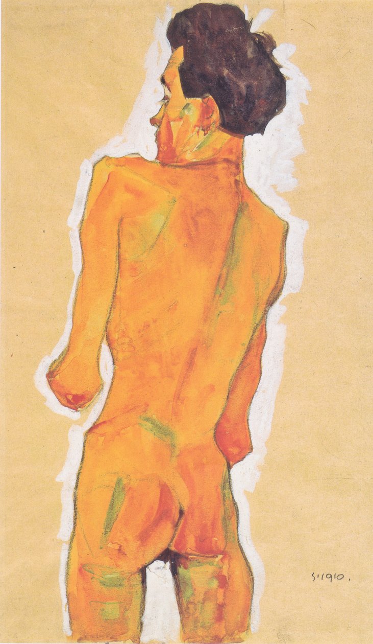 Álló férfi akt hátulról alkotó: Egon Schiele