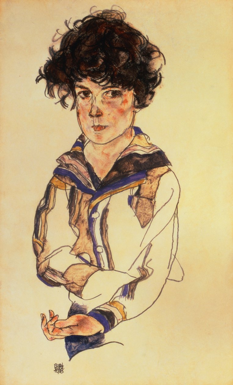Fiatal fiú, 1918 (ceruza, wc és gouache papíron) alkotó: Egon Schiele