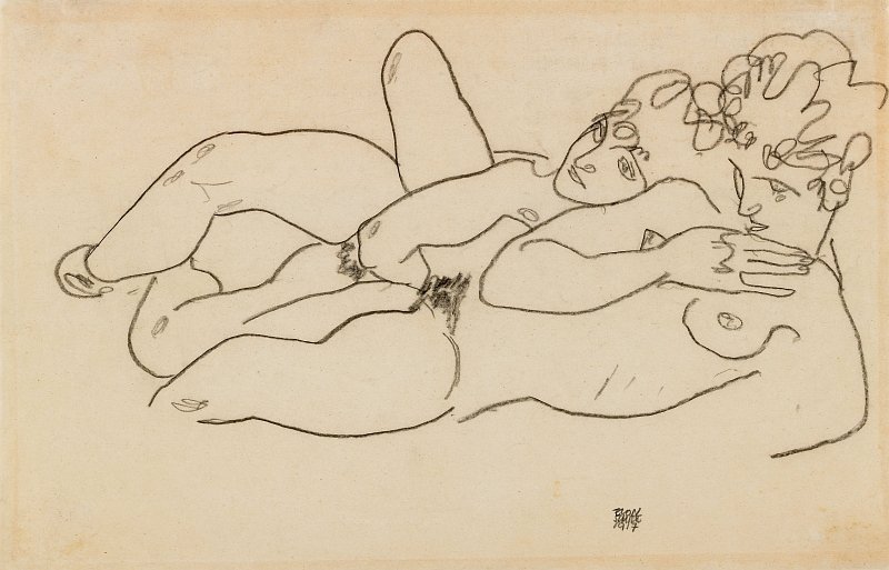 Két fájl laposan fekszik alkotó: Egon Schiele