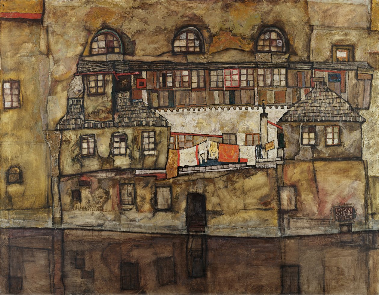 Házfal a folyón alkotó: Egon Schiele