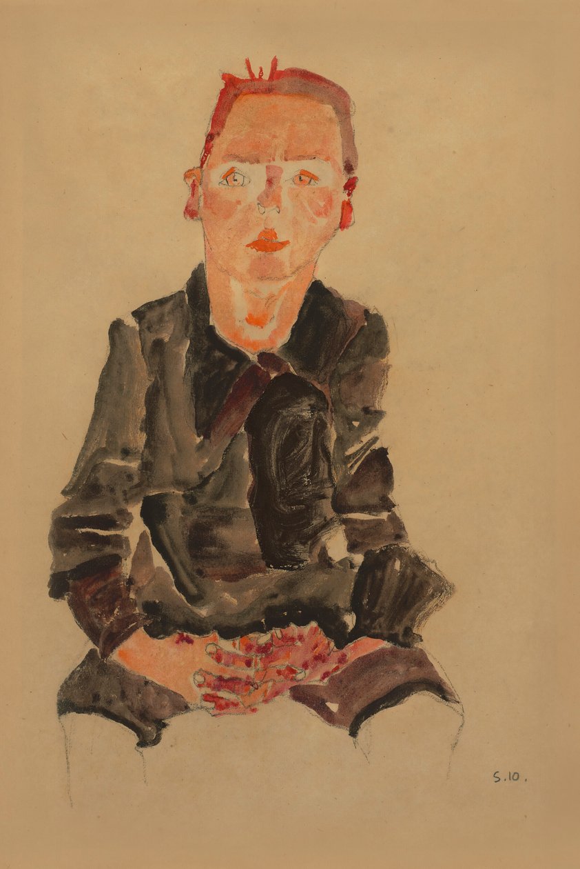 2022 NYR 20682 0724 000(egon schiele ülő bub, összekulcsolt kézzel portré tanulmány dr oska011034) alkotó: Egon Schiele