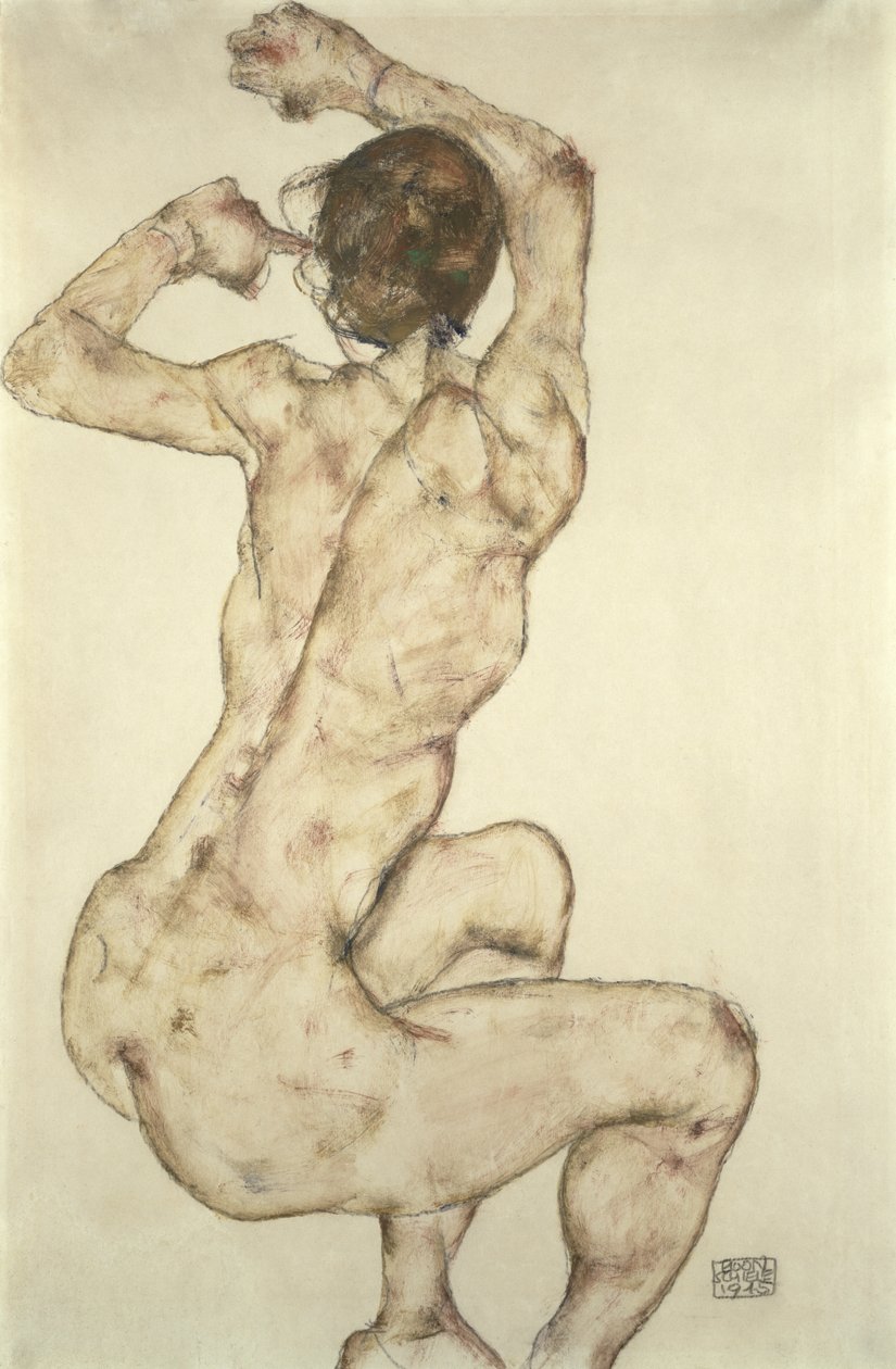 Egy guggoló akt, 1915 alkotó: Egon Schiele