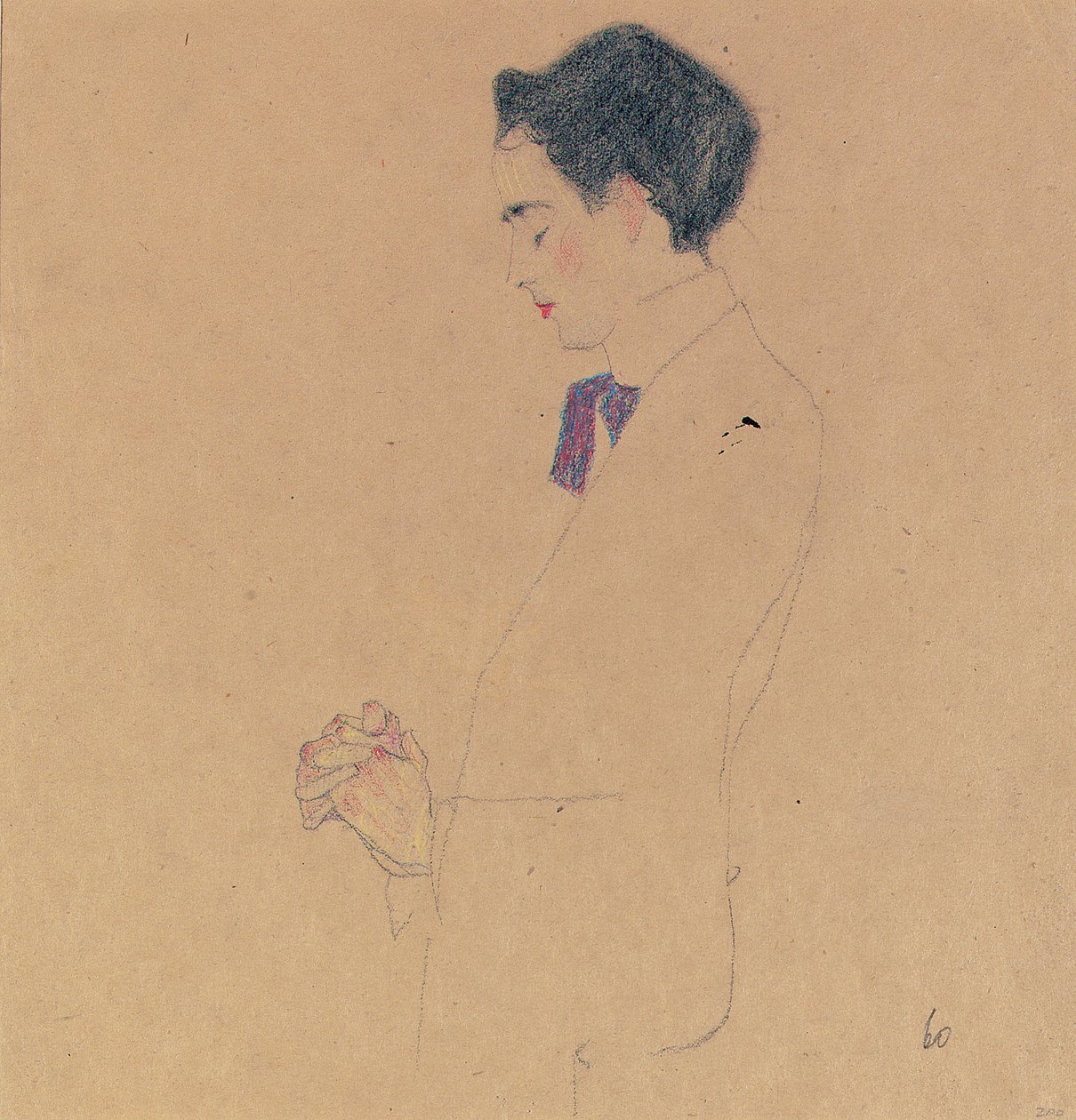 Anton Faistauer ölbe tett kézzel, 1909 alkotó: Egon Schiele