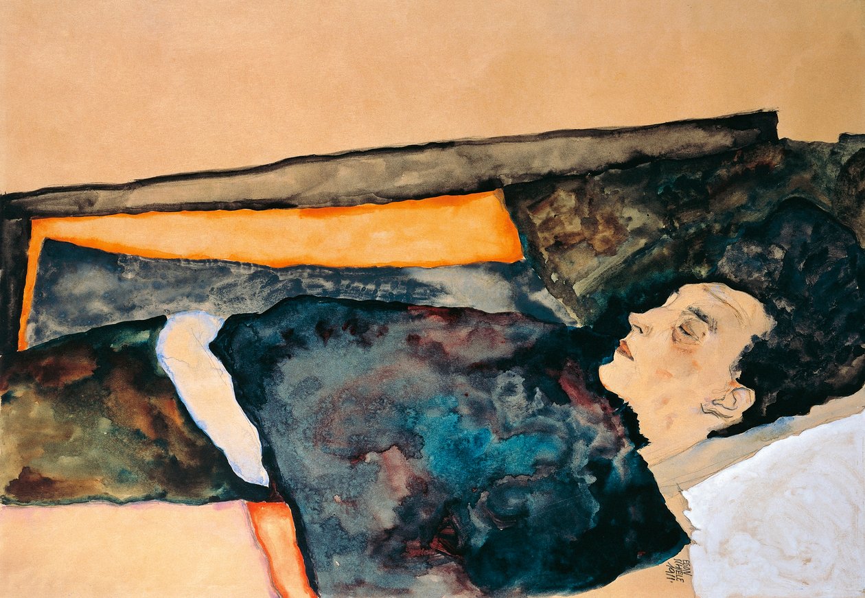 A művész anyja alszik (ceruza és akvarell) alkotó: Egon Schiele