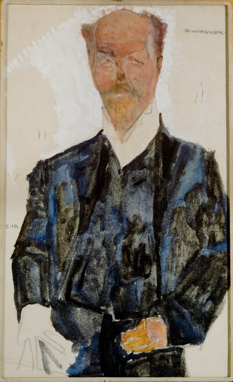 Bildnis Otto Wagner Akvarell és ceruza, fehér kiemeléssel ... (akvarell és ceruza) alkotó: Egon Schiele