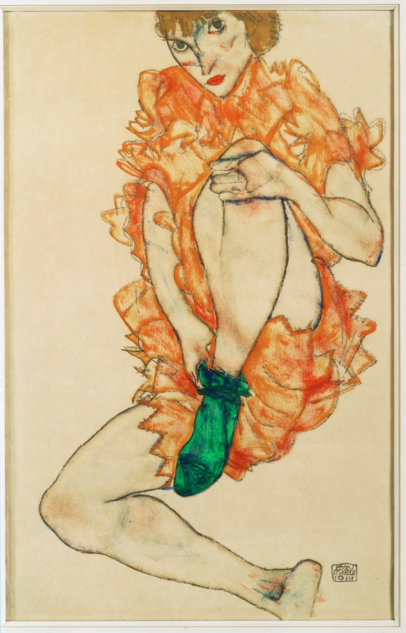 A zöld harisnya (gouache és ceruza) alkotó: Egon Schiele