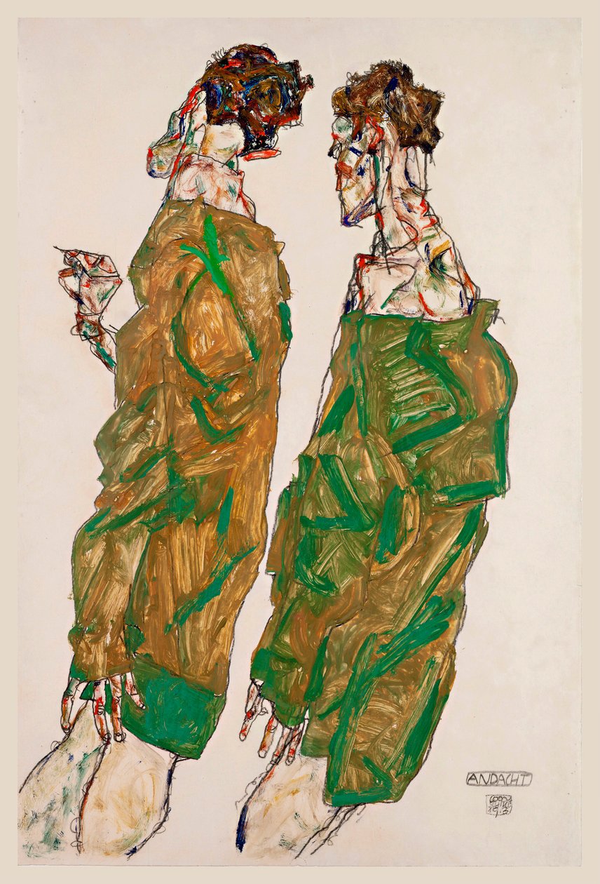 Devotion – Egon Schiele (1890-1918) munkája, gouache papíron alkotó: Egon Schiele