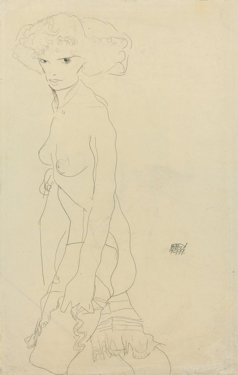 Női akt; Madchenakt, 1911 alkotó: Egon Schiele