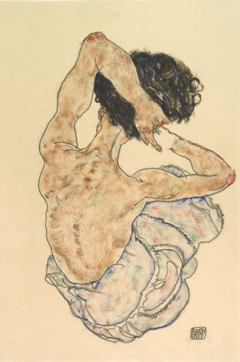 Női hátsó felvonás, 1917. alkotó: Egon Schiele