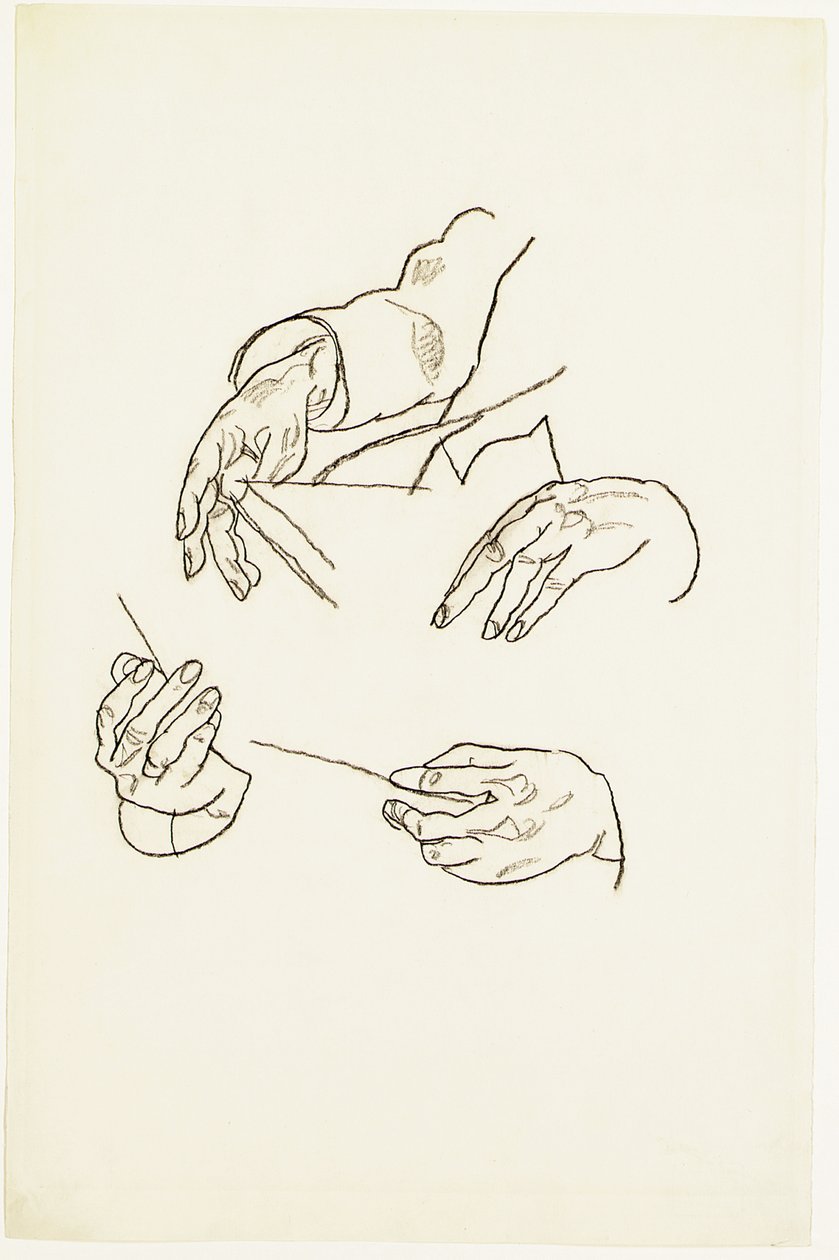 Kezek, tanulmányok Dr. Koller Hugo portréjához (kréta papíron) alkotó: Egon Schiele