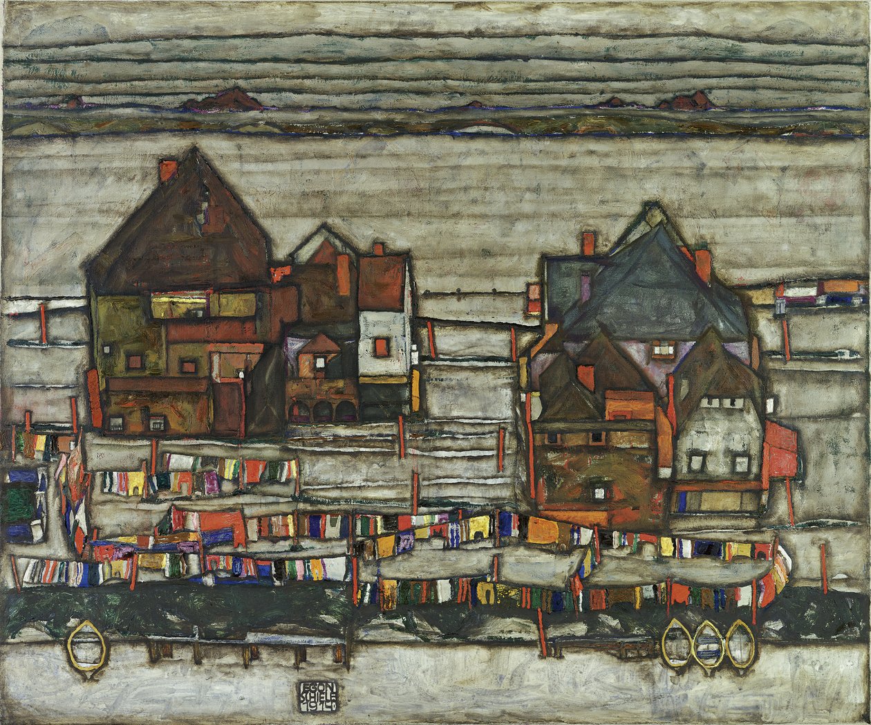 Házak mosókötélekkel, 1914 alkotó: Egon Schiele