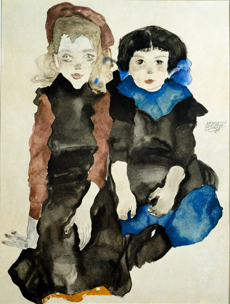 Gyerekek. Egon Schiele (1890-1918) rajza alkotó: Egon Schiele