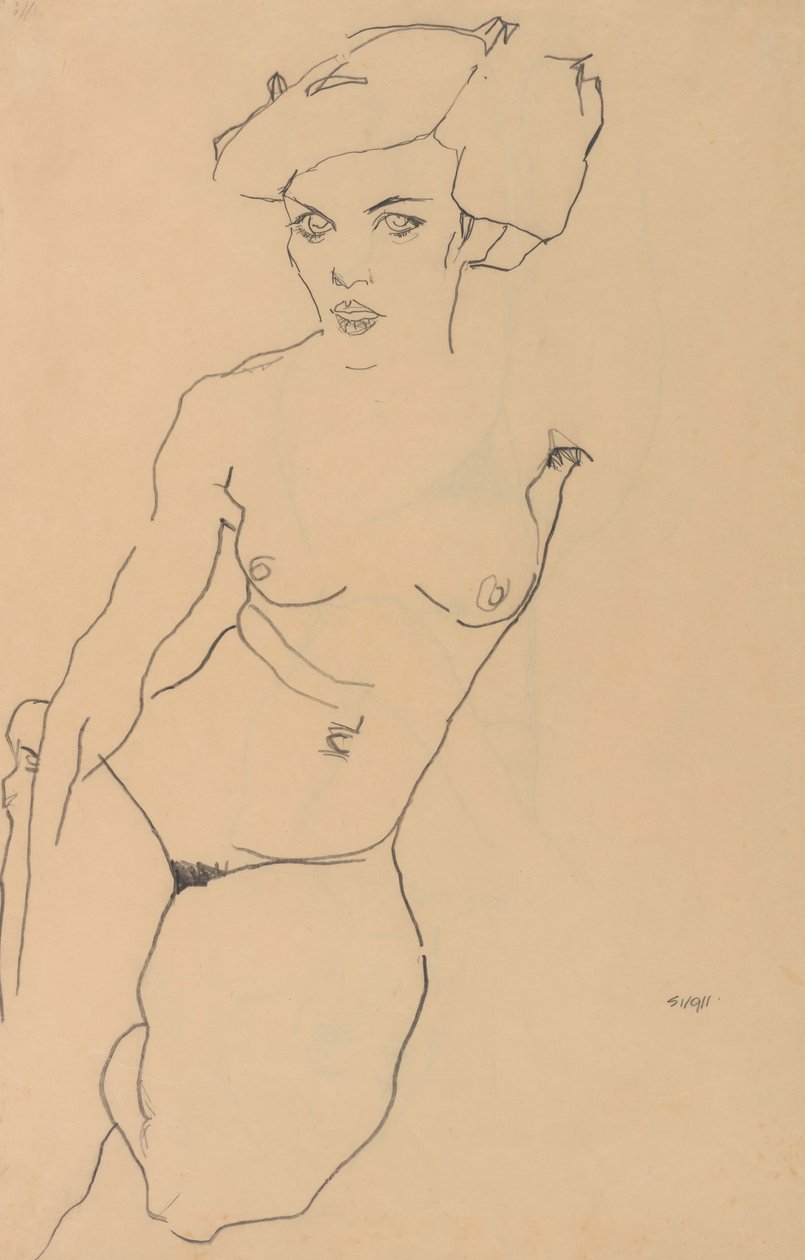 Térdelő női akt alkotó: Egon Schiele