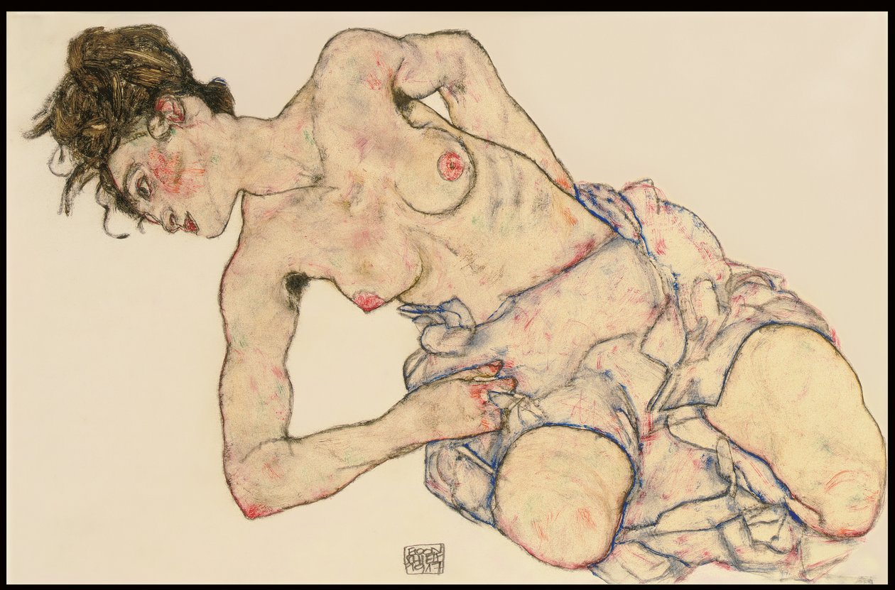 Kneider női félmeztelen, 1917 alkotó: Egon Schiele