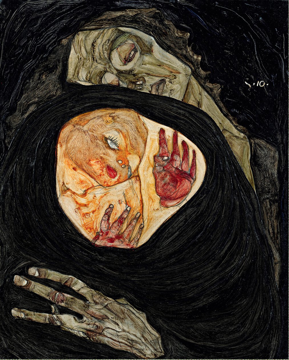 A halott anya. Egon Schiele (1890-1918) festménye, olaj, fa alkotó: Egon Schiele