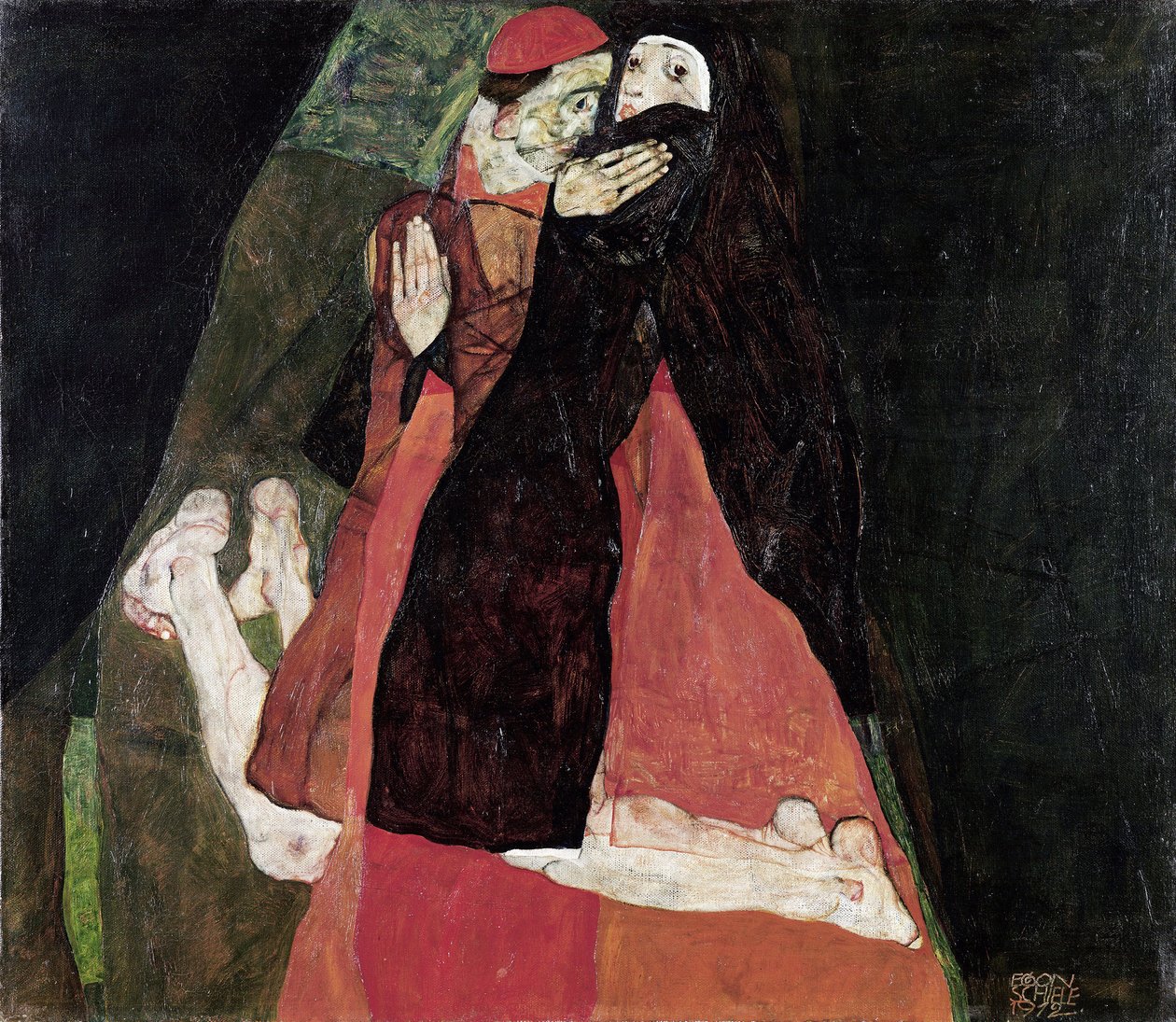 "A bíboros és az apáca" Egon Schiele (1890-1918) festménye 1912 Leopold Múzeum, Bécs alkotó: Egon Schiele