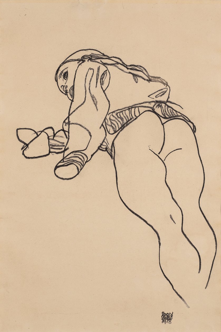 Lefekvés; Liegende, 1918 alkotó: Egon Schiele