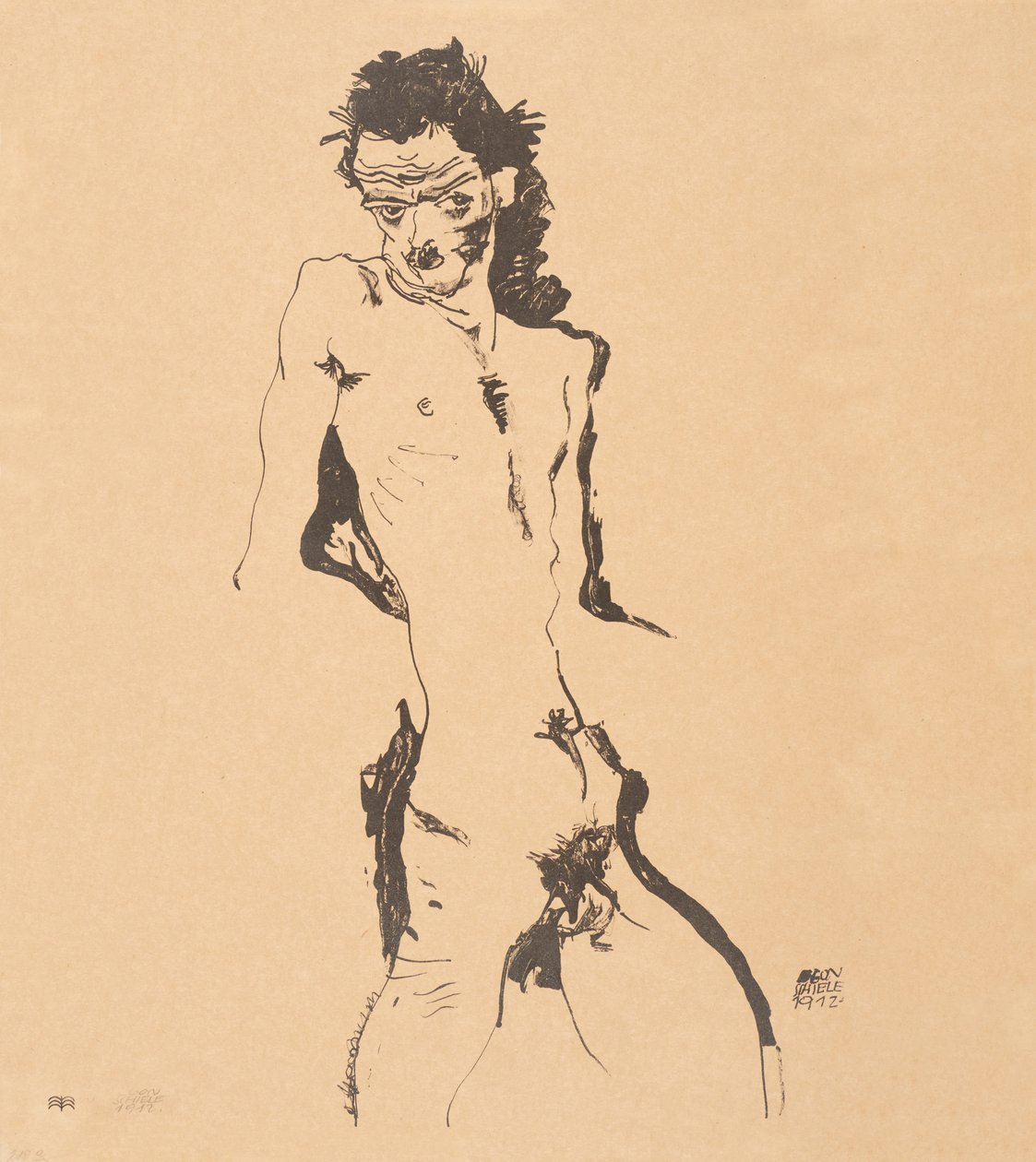Férfi akt önarckép, 1912. alkotó: Egon Schiele