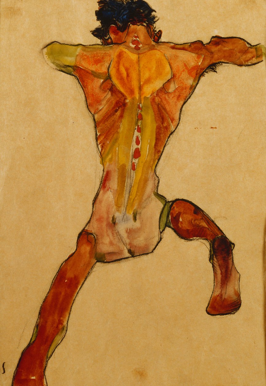 Férfi akt hátulról nézve; Mannlicher Ruckenakt, 1910 alkotó: Egon Schiele
