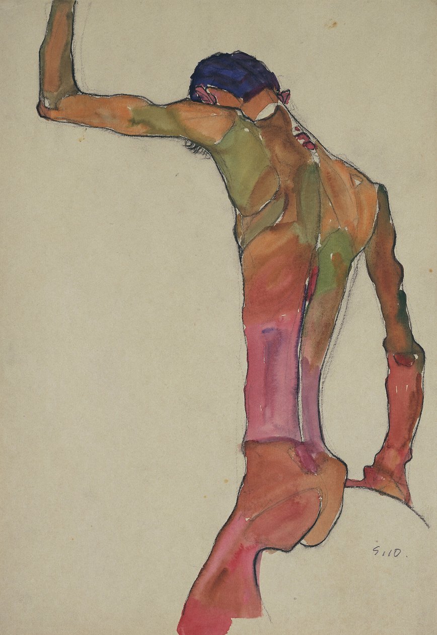 Férfi akt felemelt karral alkotó: Egon Schiele