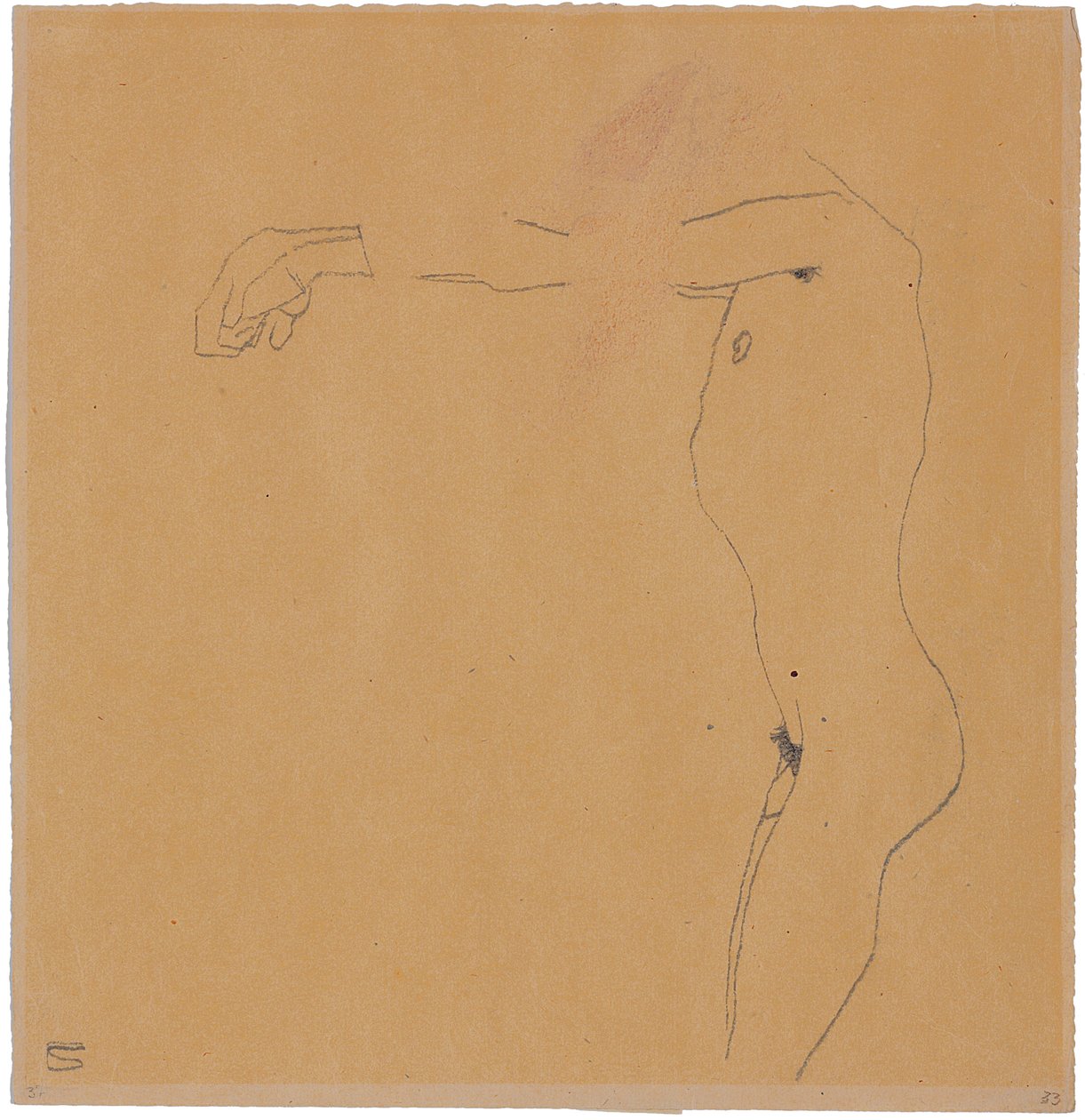 Férfi akt balra emelt karokkal, 1909 alkotó: Egon Schiele